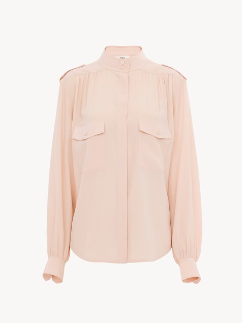 Gathered blouse in cr&ecirc;pe de chine