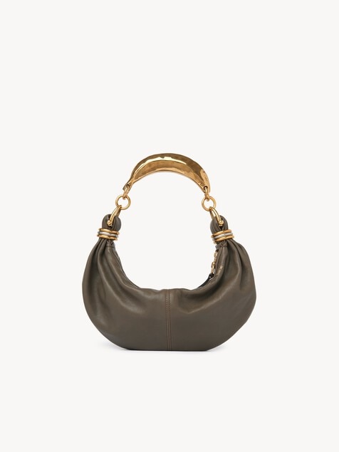 Small Bracelet Hobo Bag in grained leather