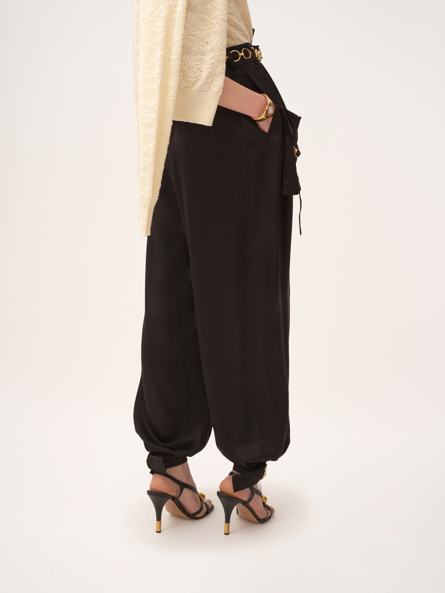 Pantalones cargo fluidos de sat&eacute;n de seda - 5