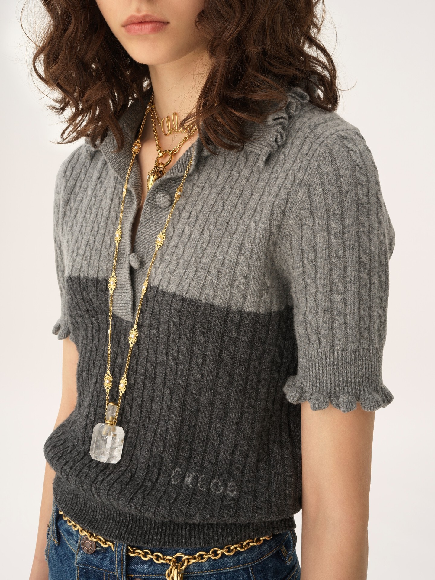 Short-sleeve polo jumper in a wool & cashmere knit - 6