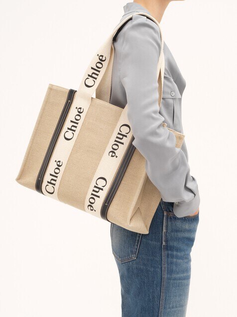 Woody tote bag in linen