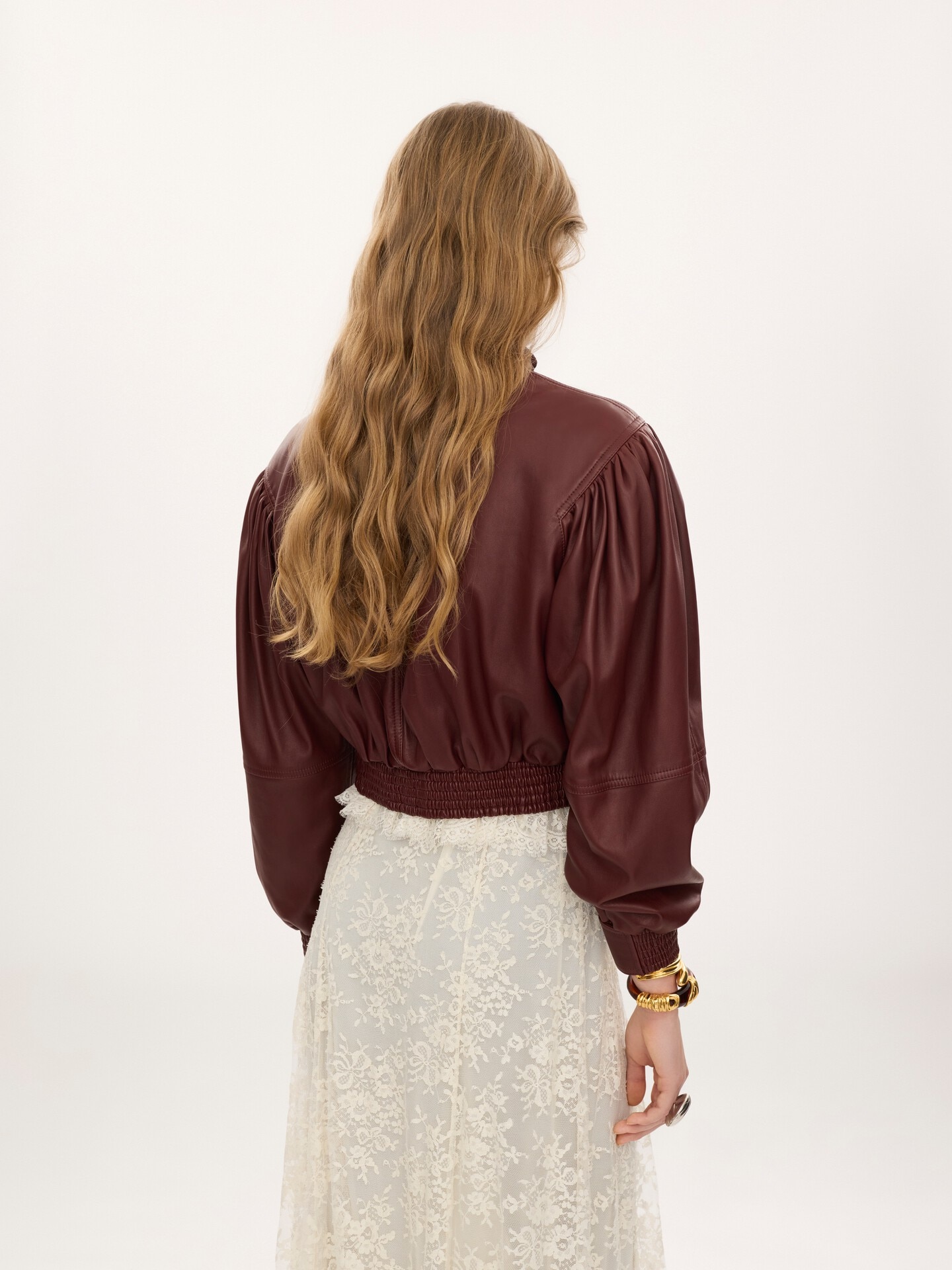 Cropped scarf jacket in leather - 5