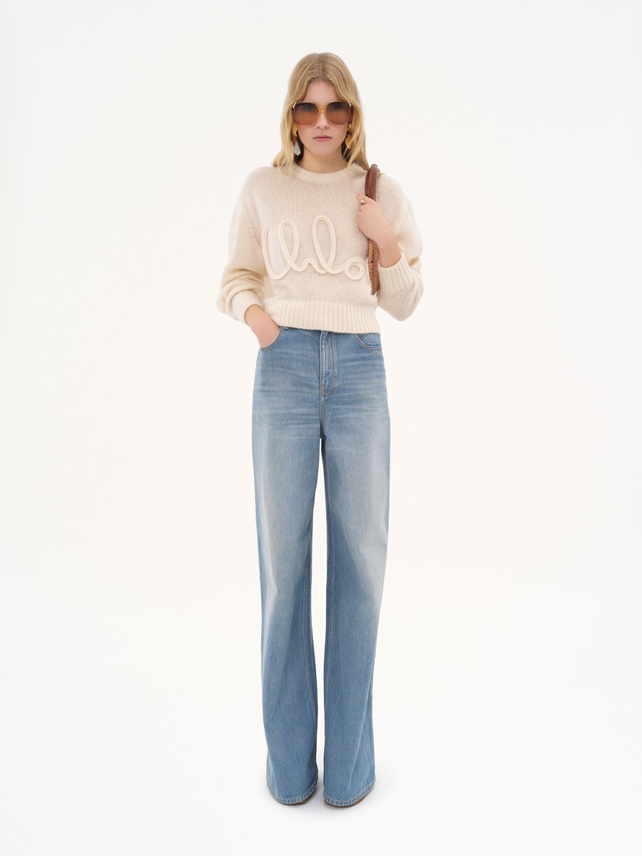 Logo sweater in alpaca wool & silk knit - 3