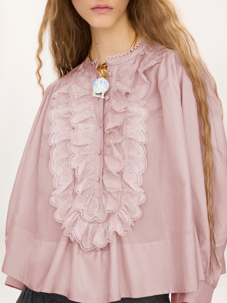 Gathered ruffle top in technical taffeta - 6