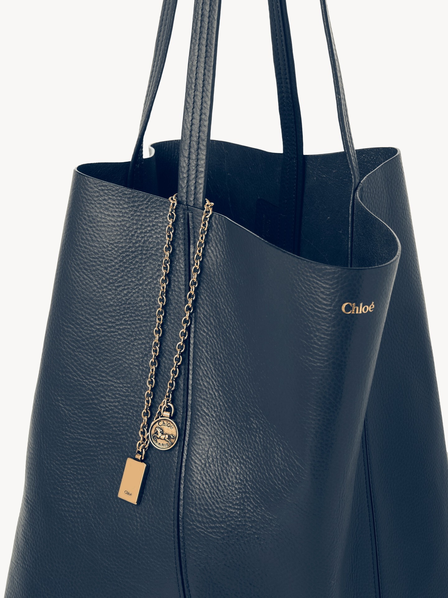 Large Chloé Spin tote bag in grained leather - 5