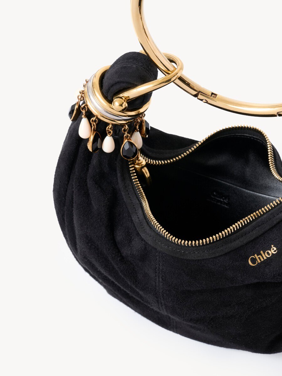 Mini Beaded Bracelet Hobo bag in suede leather - 5