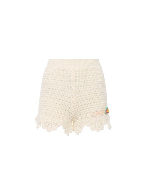High-waisted logo mini shorts in crochet