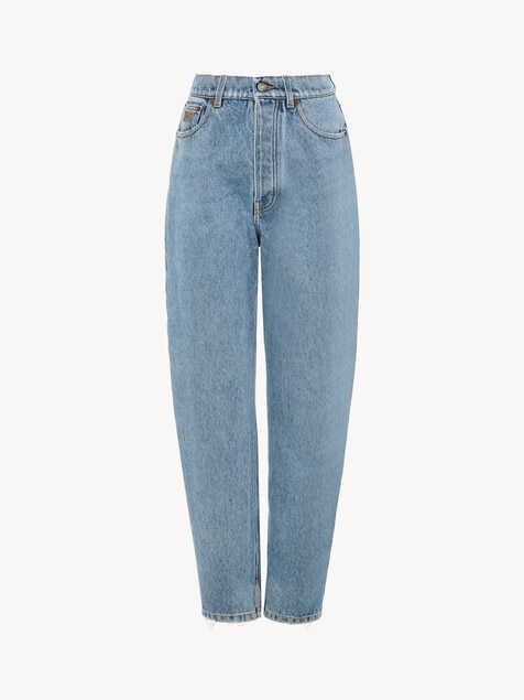 High-rise tapered jeans in denim