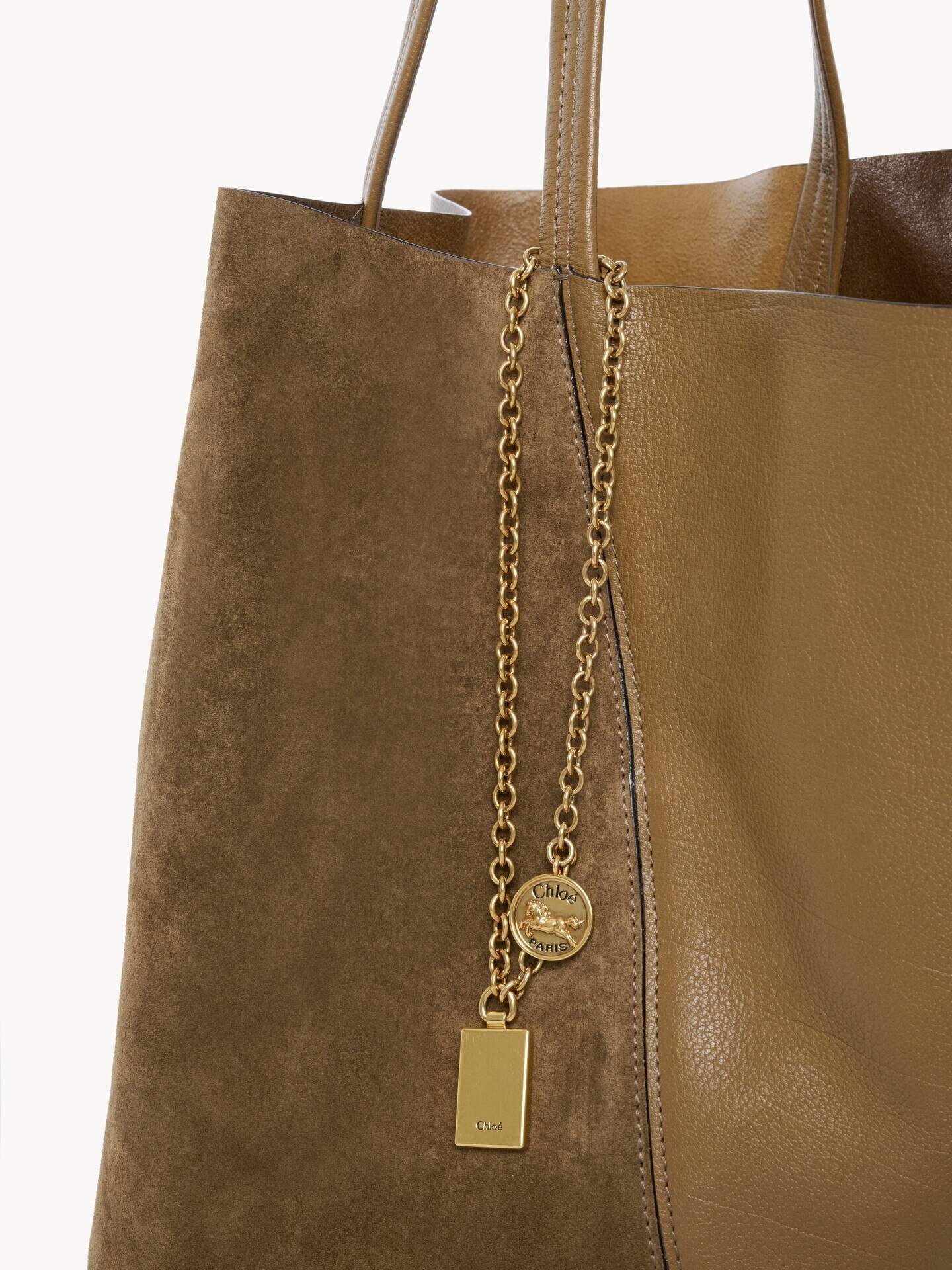 Large Chlo&eacute; Spin tote bag in grained and suede leather - 6