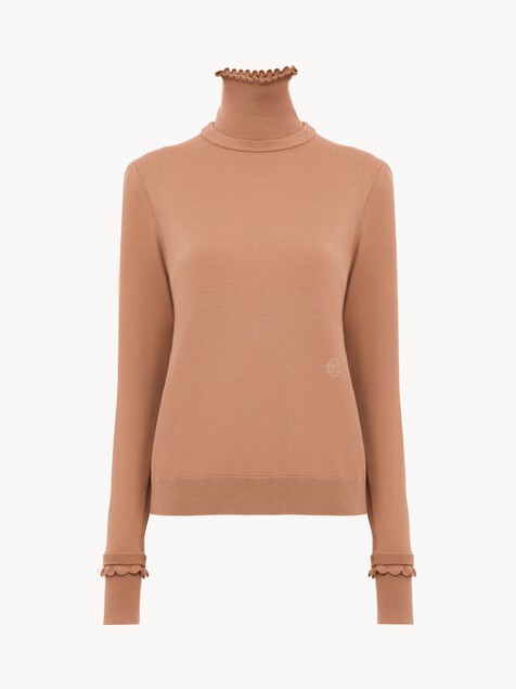 Jersey de cuello alto de punto de lana merina