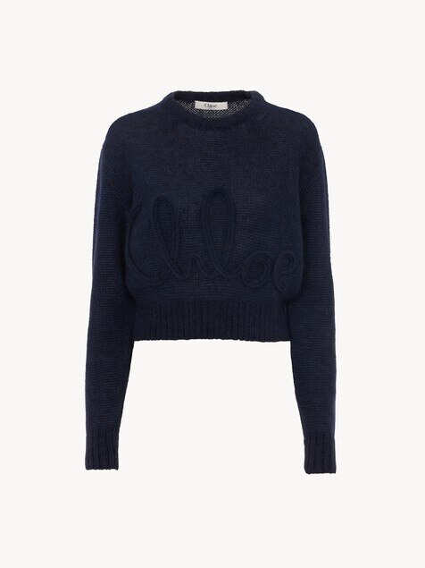 Logo jumper in alpaca wool & silk knit