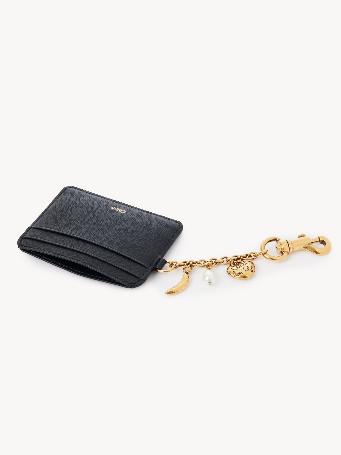 Chlo&eacute; Charms card holder in grained leather - 5