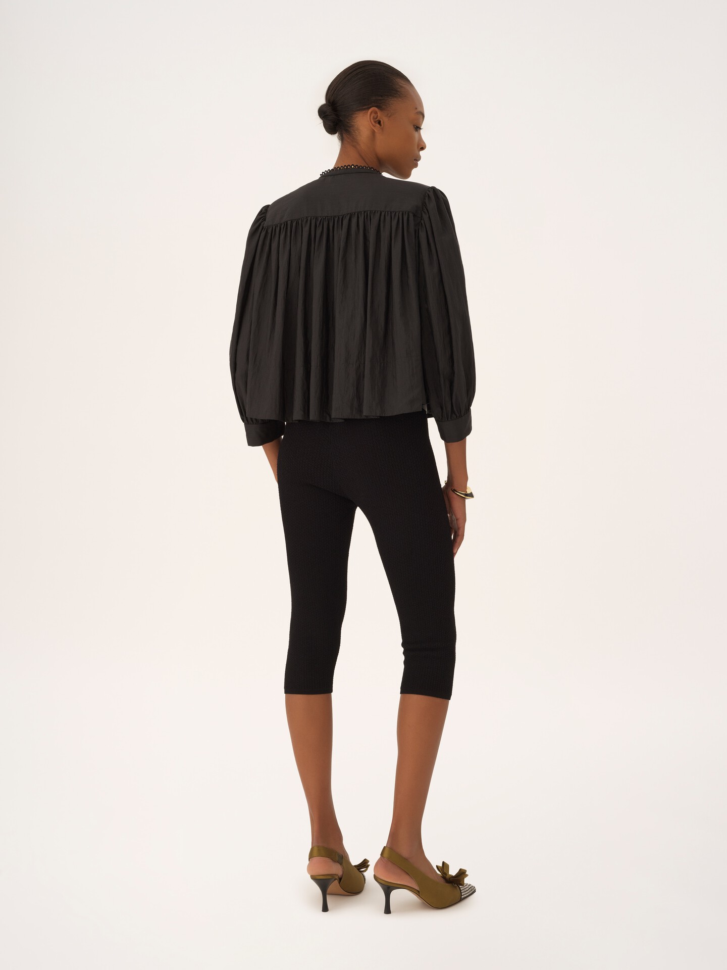Gathered ruffled top in technical taffeta - 5