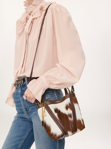 Bolso tote Chlo&eacute; Spin peque&ntilde;o de cuero con pelo