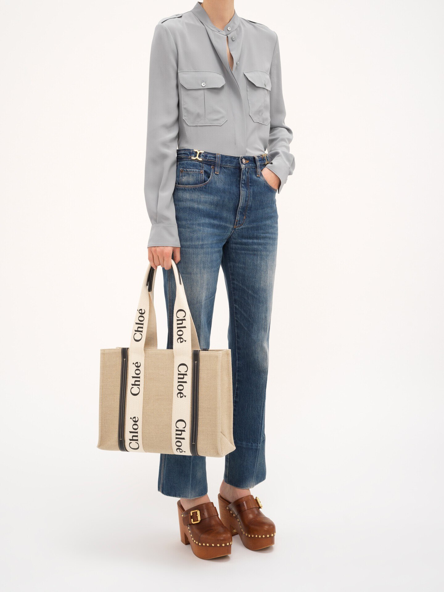 Woody tote bag in linen - 10