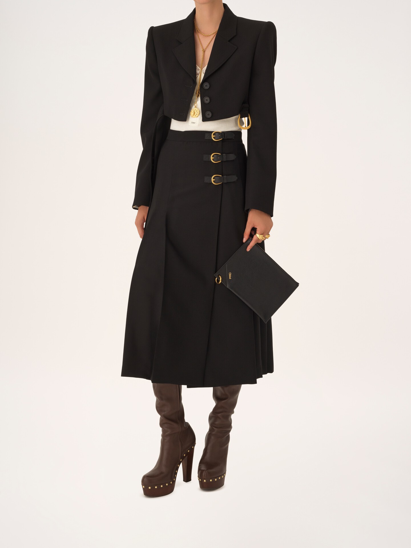 Chloé Spin zipped pouch in grained leather - 6