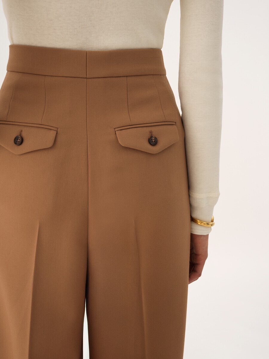 High-rise gathered pants in wool gabardine - 8