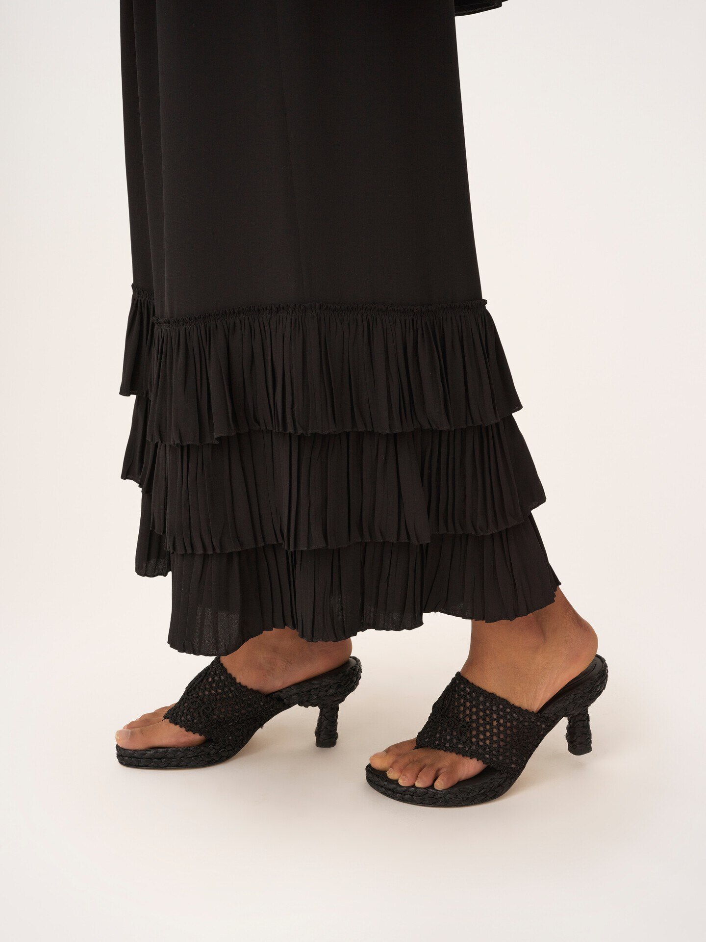 Pantalones fluidos de pernera ancha de crep&eacute; de seda china - 8