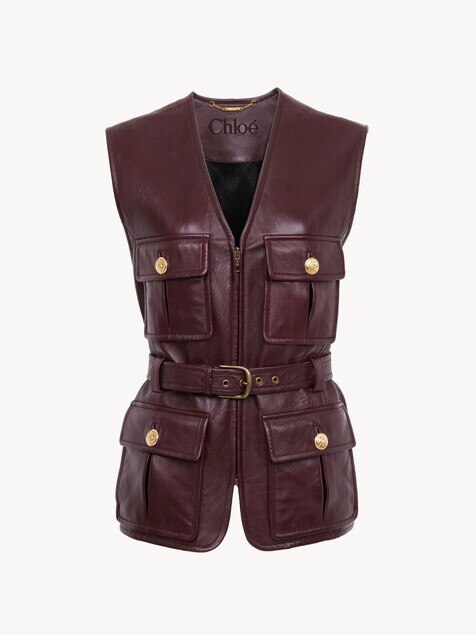 Utilitarian vest in leather