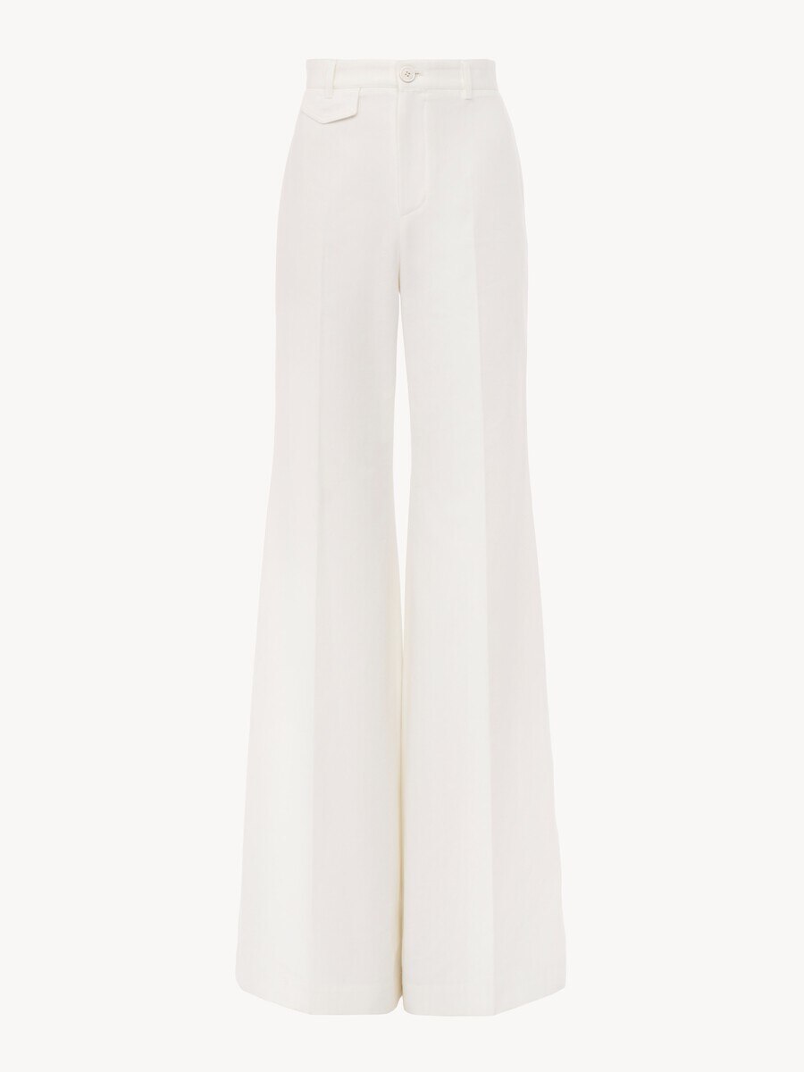 High-rise flared pants in cotton canvas - 2