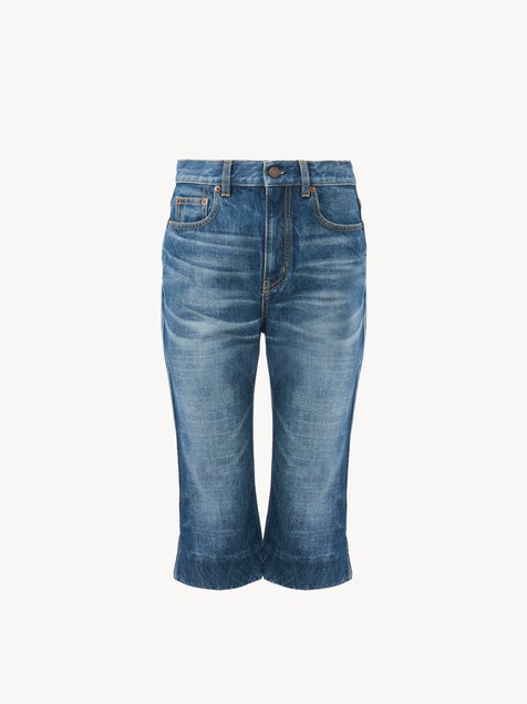 High-rise capri jeans in denim