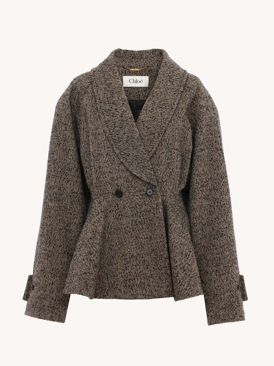 Short riding coat in chevron wool - 2