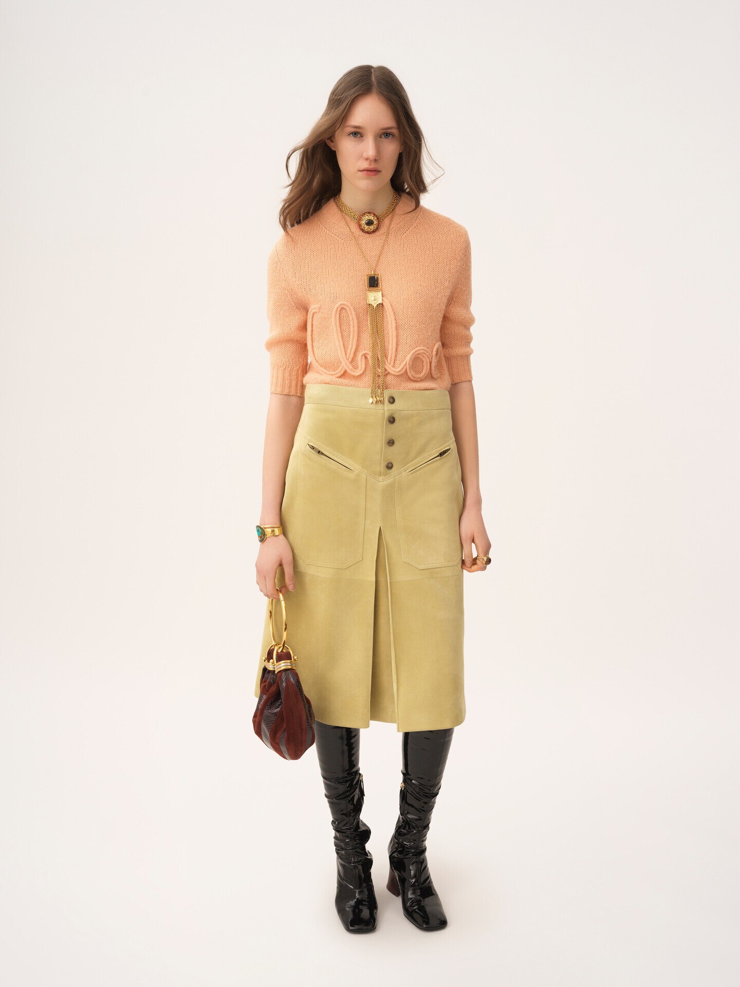 Elbow-sleeve logo jumper in alpaca wool & silk knit - 3