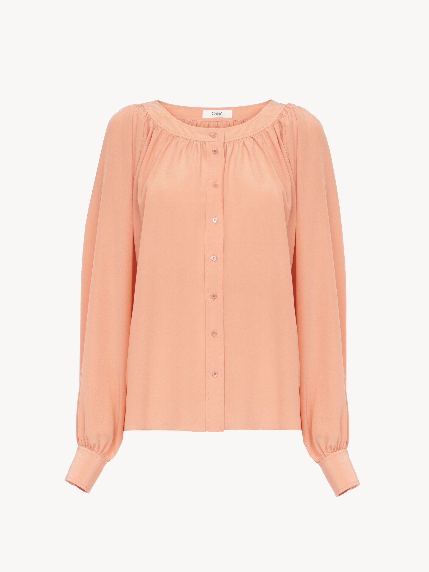Scoop-neck blouse in crêpe de chine - 1