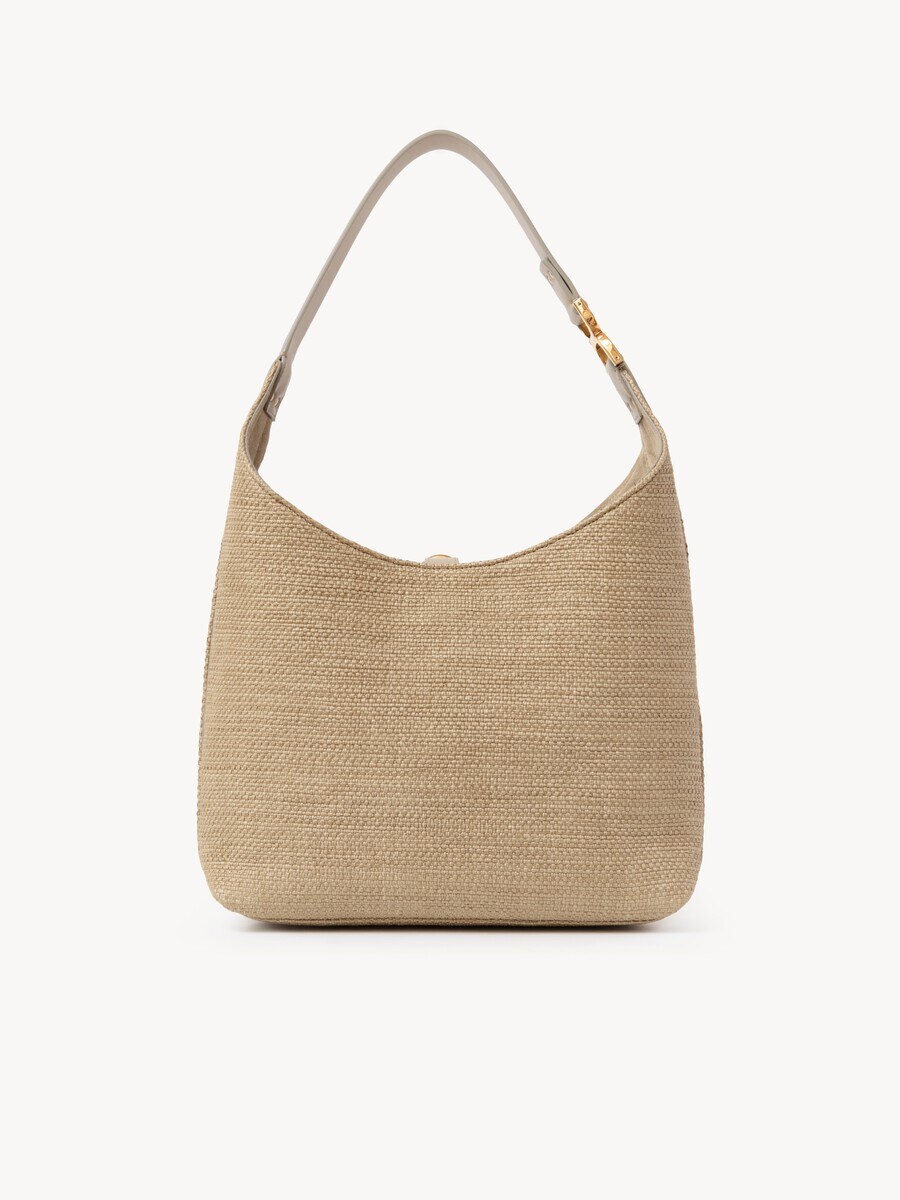 Small Marcie hobo bag in raffia-effect fibers - 4