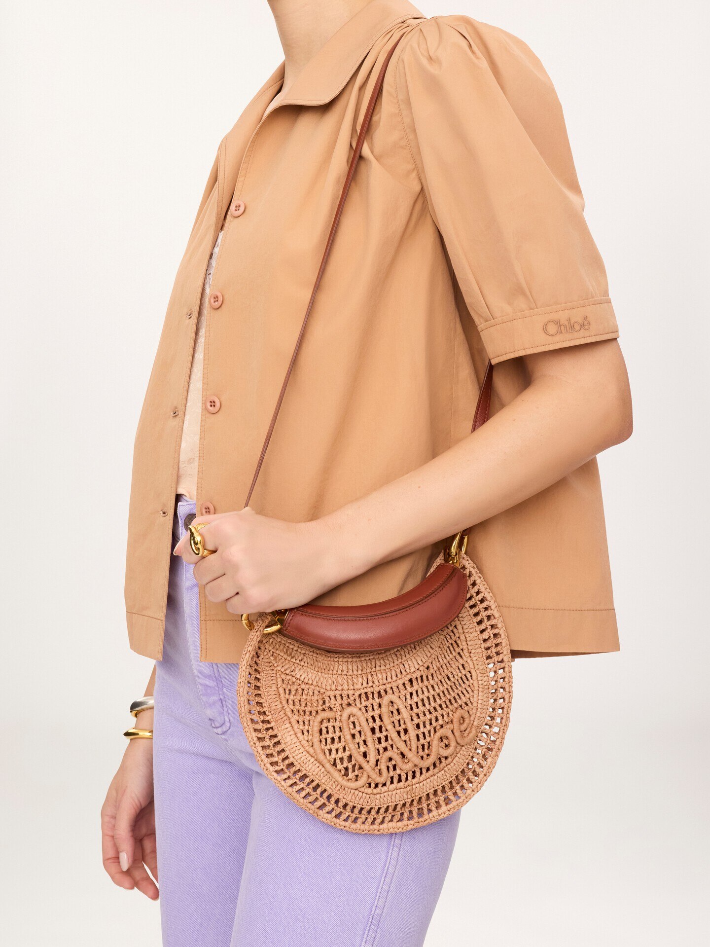 Minibolso hobo Summer Banana con correa de rafia - 3
