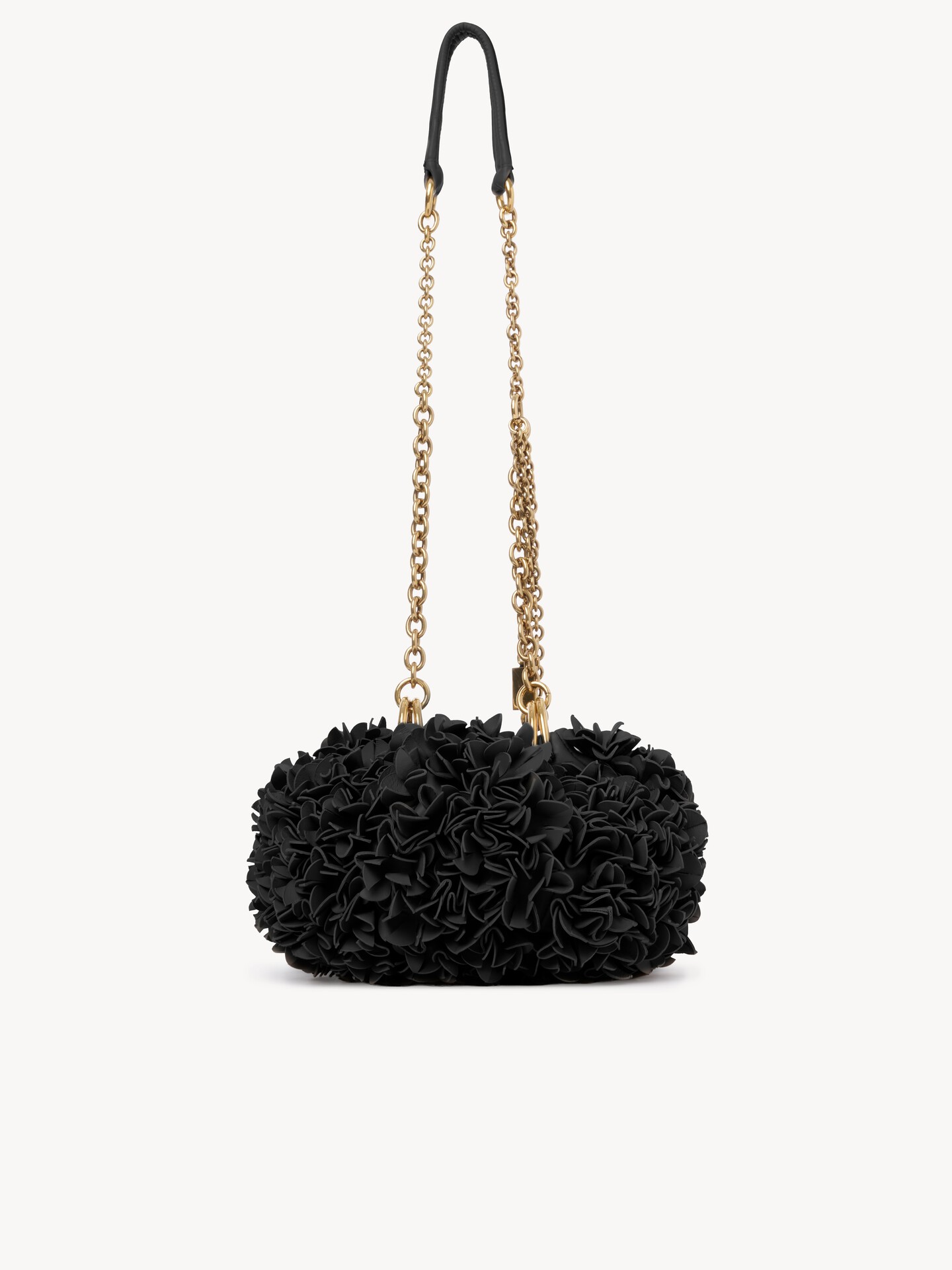 Bolso de hombro Chlo&eacute; Pliss&eacute; con cadena de cuero con flores - 4
