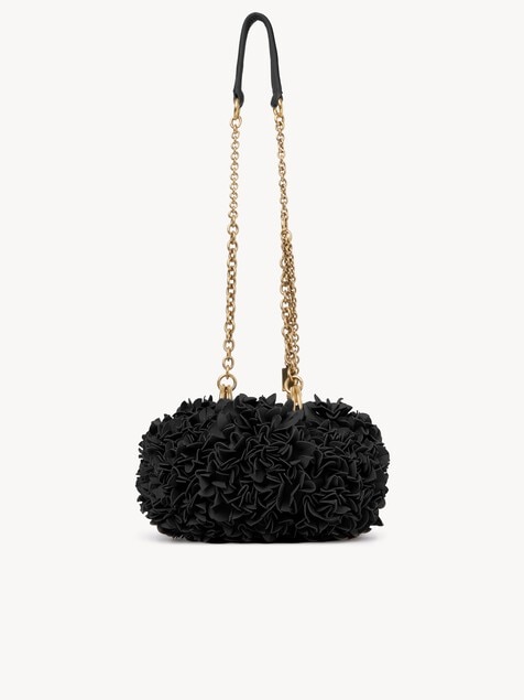 Bolso de hombro Chlo&eacute; Pliss&eacute; con cadena de cuero con flores