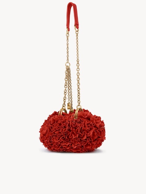 Bolso de hombro Chlo&eacute; Pliss&eacute; con cadena de cuero con flores