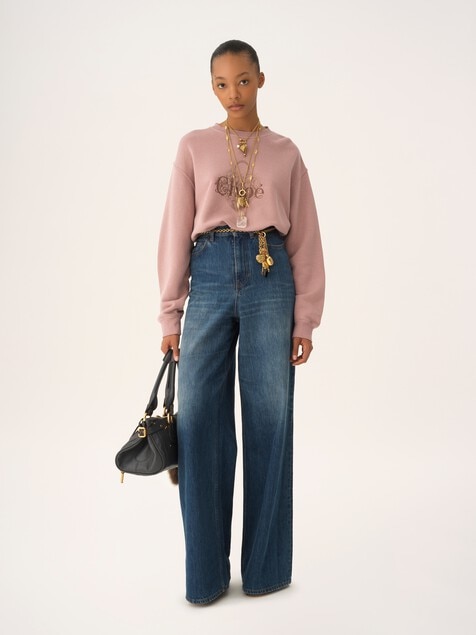 Jersey oversize con logotipo de felpa jaspeada