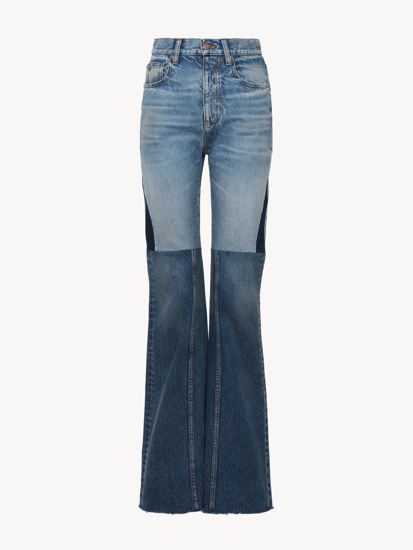 Flared patchwork jeans in denim - 2