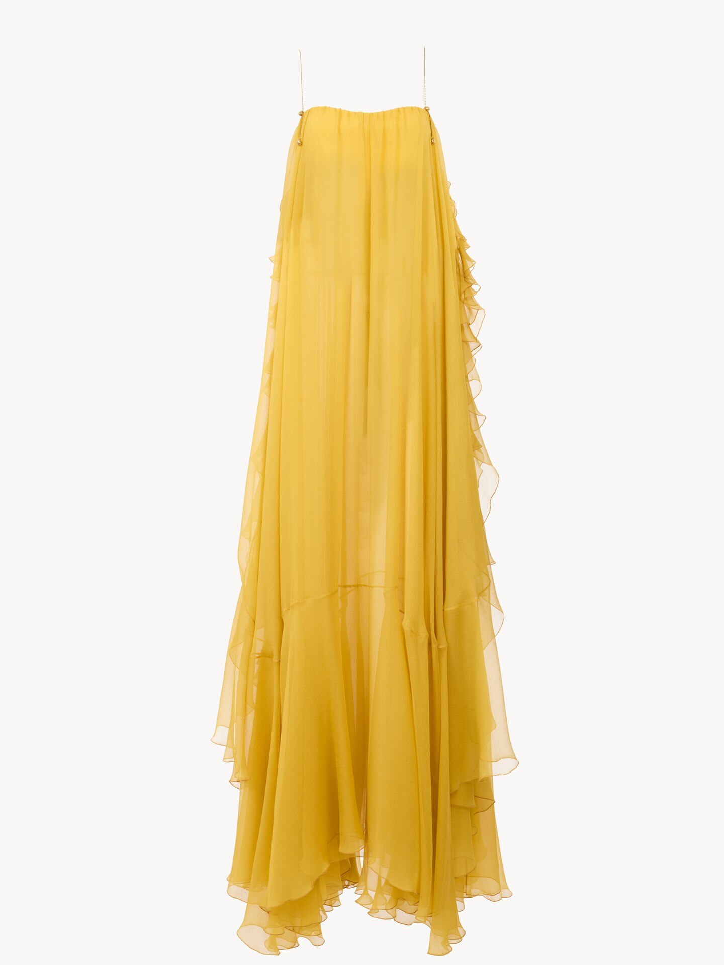 Sleeveless long dress in silk mousseline - 2
