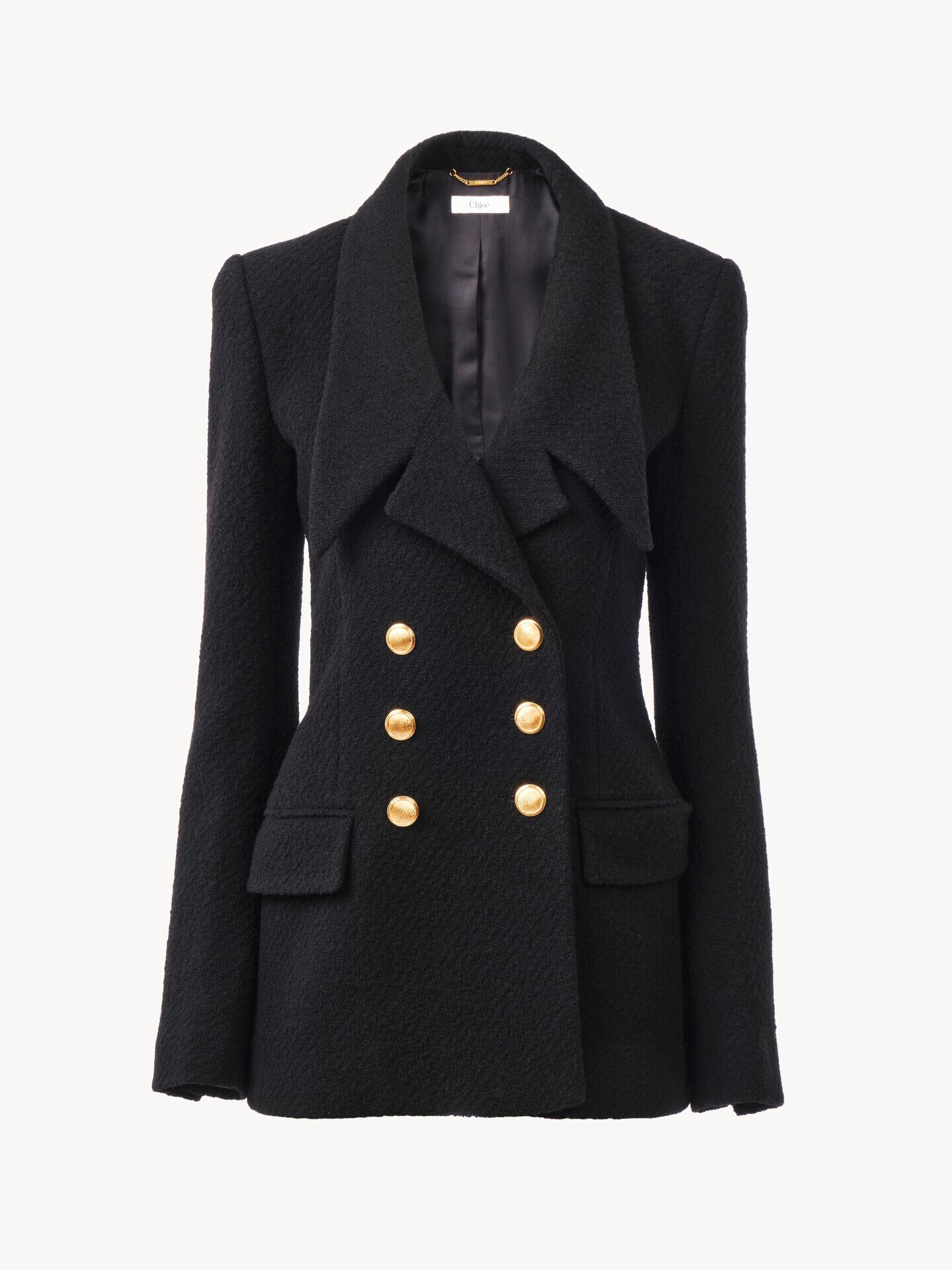 Double-breasted tailored jacket in wool bouclette - 1