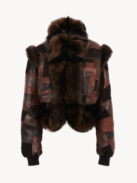 Short bomber jacket in leather