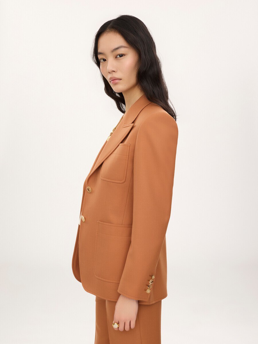 Single-breasted tailored jacket in wool gabardine - 6