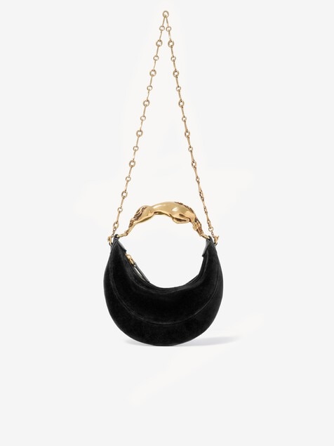 Bolso de hombro Chain Horse peque&ntilde;o de terciopelo