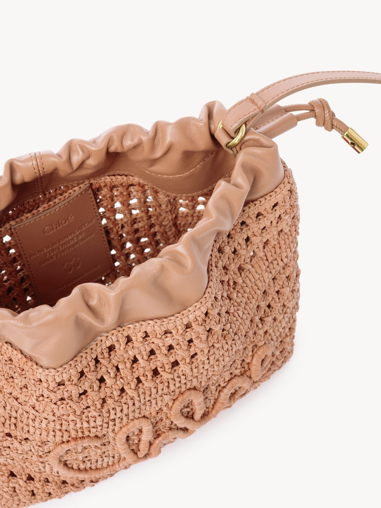 Mini bolso de hombro con cord&oacute;n Summer Banana de rafia - 6