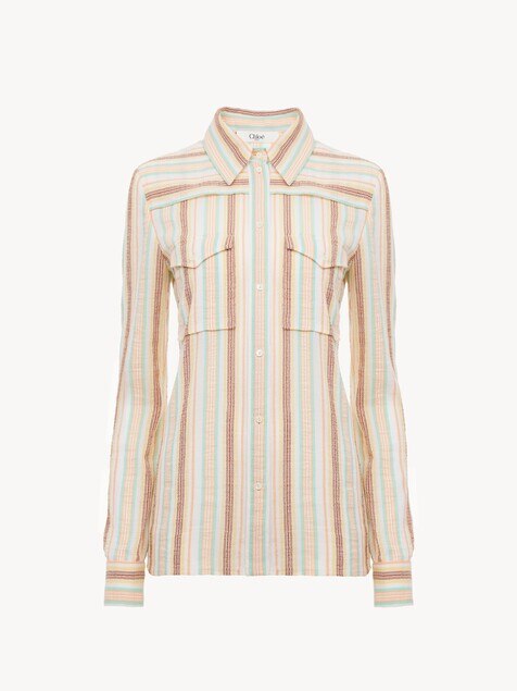 Fitted shirt in crêpon cotton