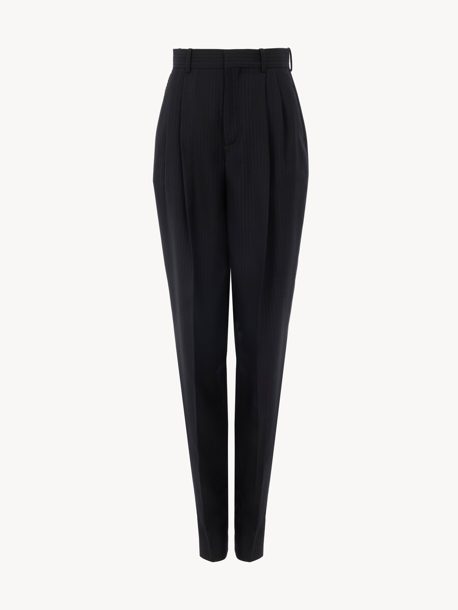 High-rise wide-leg pants in wool - 1