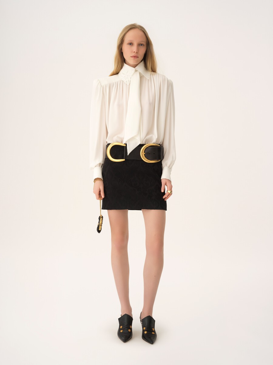 Straight mini skirt in a wool-mix jacquard - 3