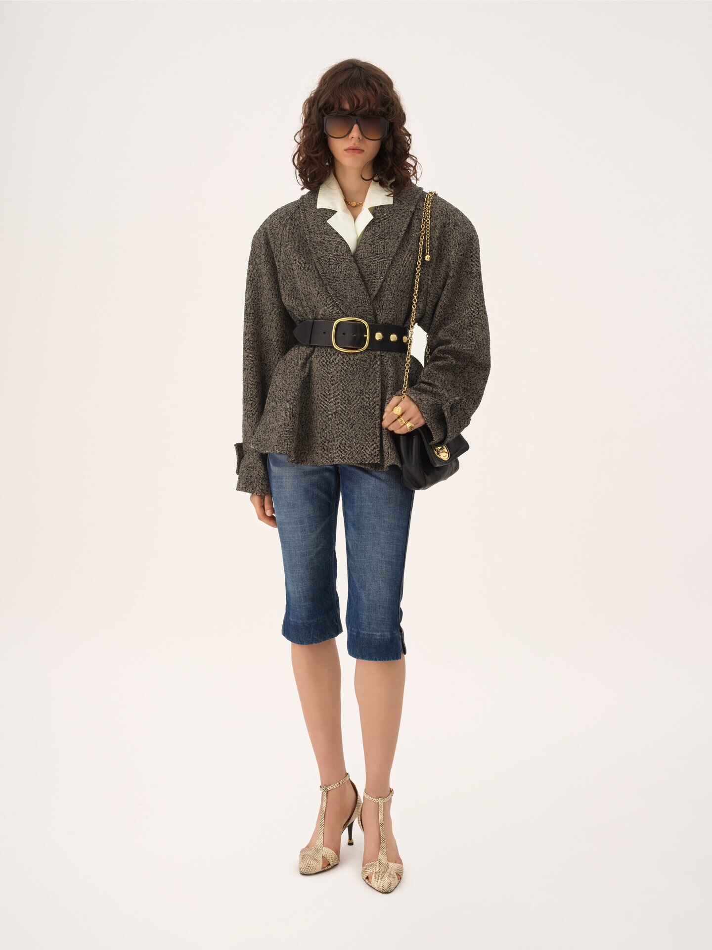 Short riding coat in chevron wool - 3