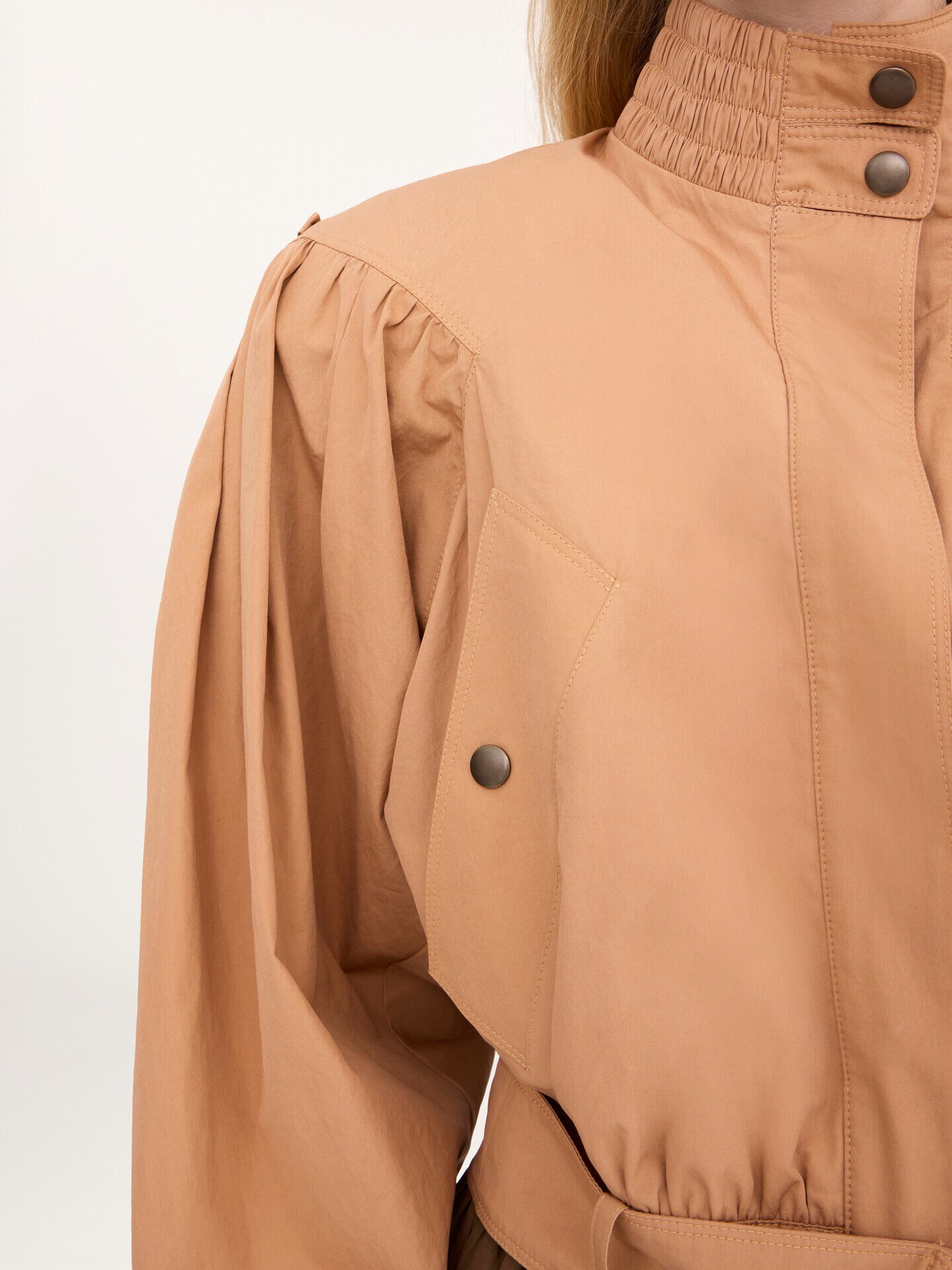 Gathered cropped jacket in cotton poplin - 7