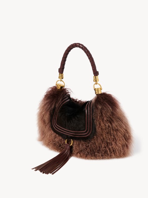 Small Marcie Foulard hobo bag in pony leather & shearling