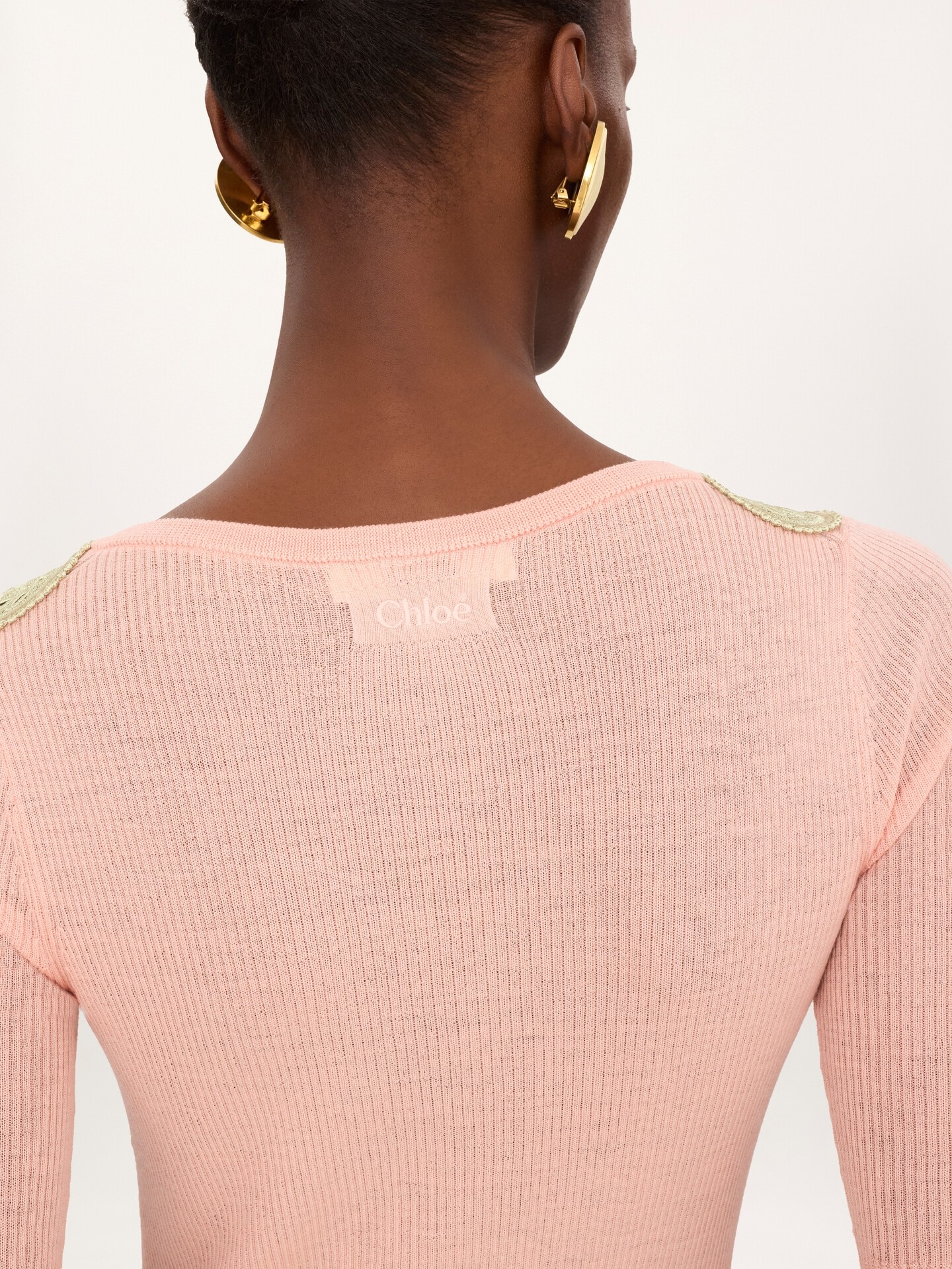 Elbow-sleeve fitted sweater in a wool knit & lace - 6