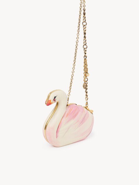 Chlo&eacute; Tropicus Swan minaudi&egrave;re in printed leather