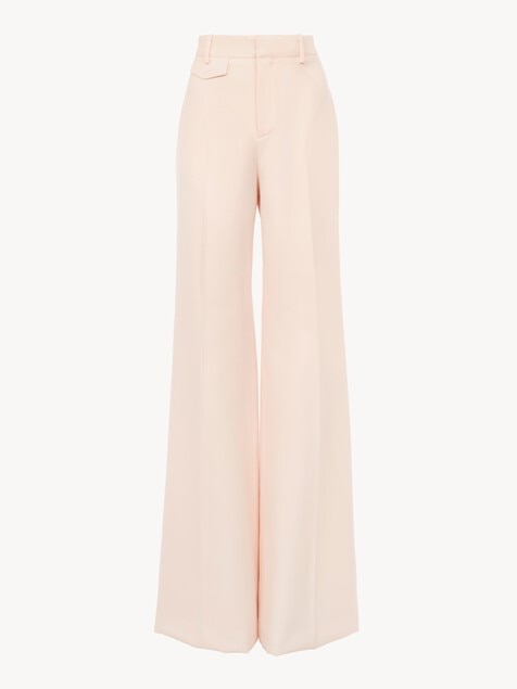 High-rise flared trousers in wool gabardine